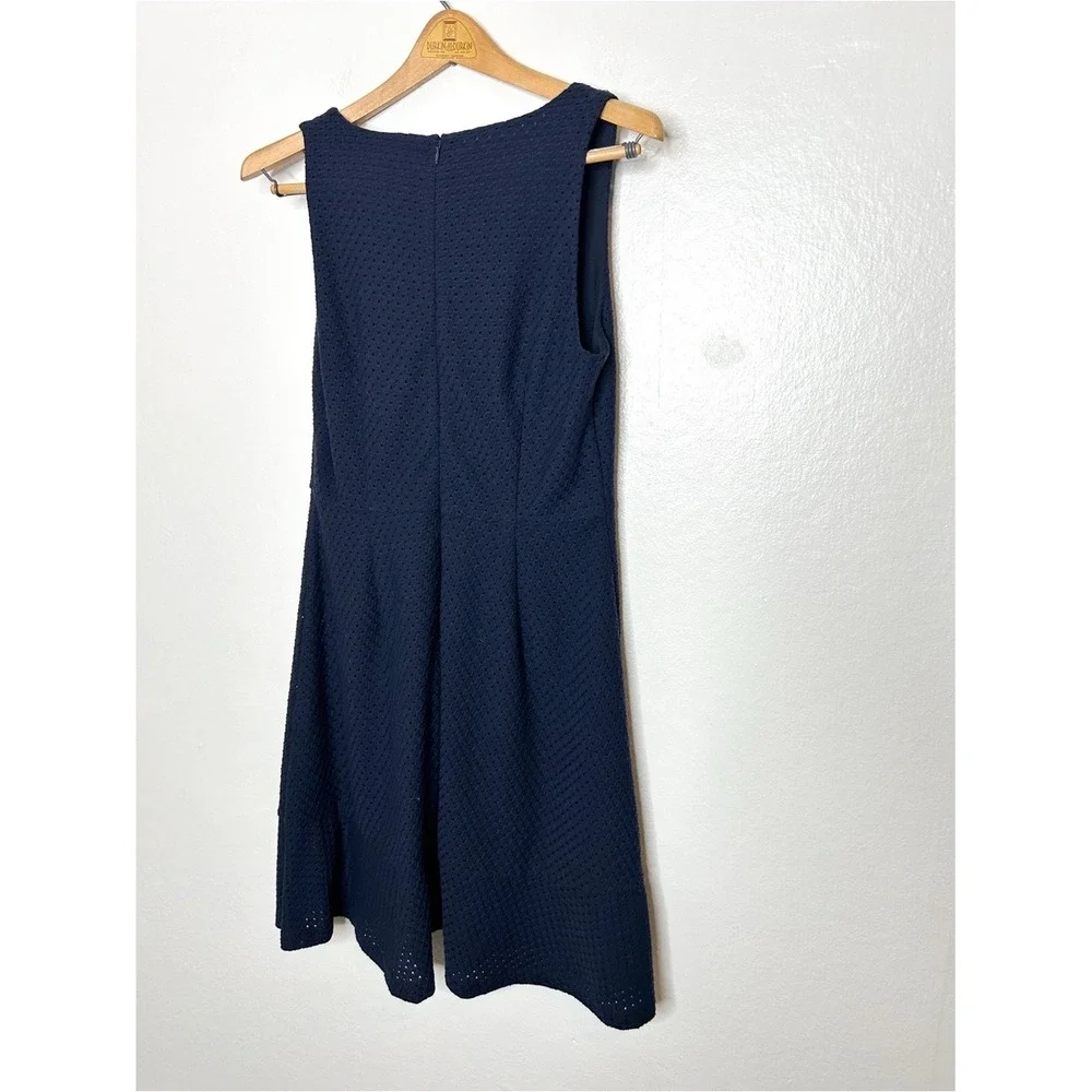 Ann Taylor LOFT Neutral Navy Blue Sleeveless Eyelet Mini‎ Dress 8